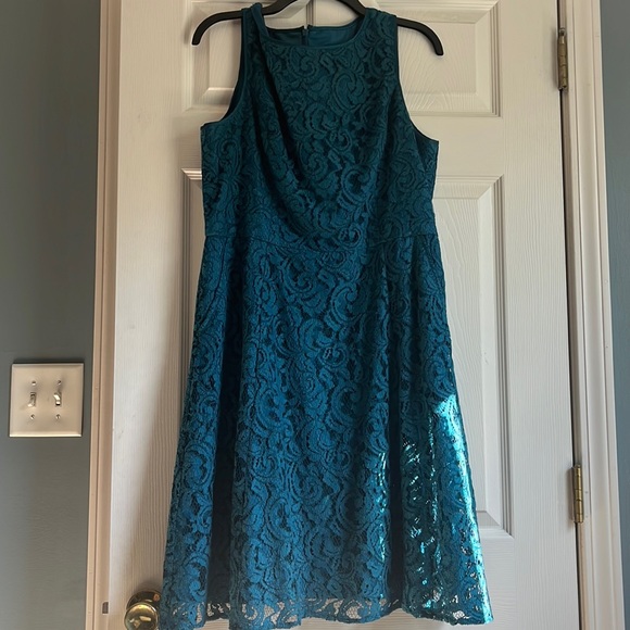 Teal Lace Cocktail Dress - Picture 1 of 3